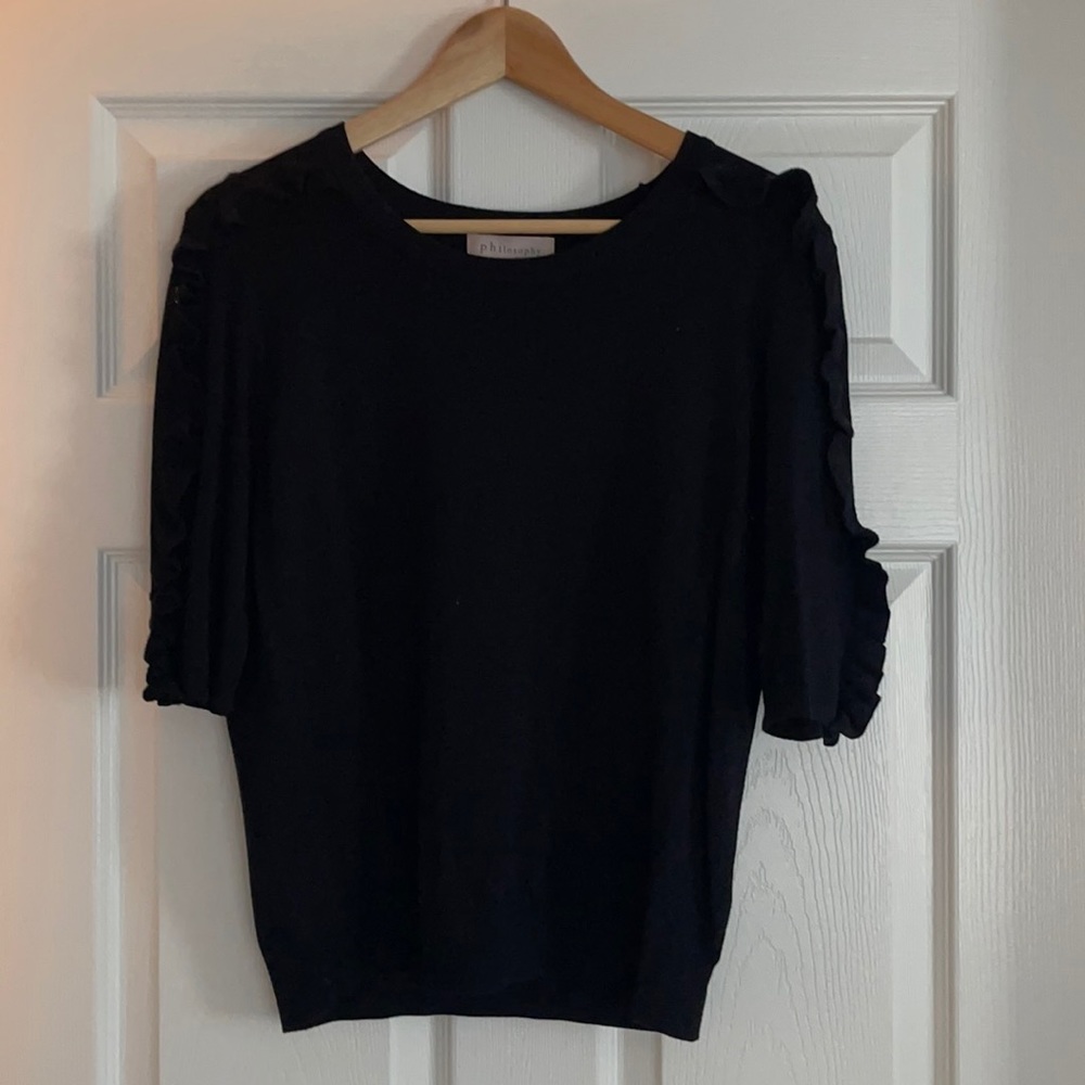 3/4 sleeve black sweater